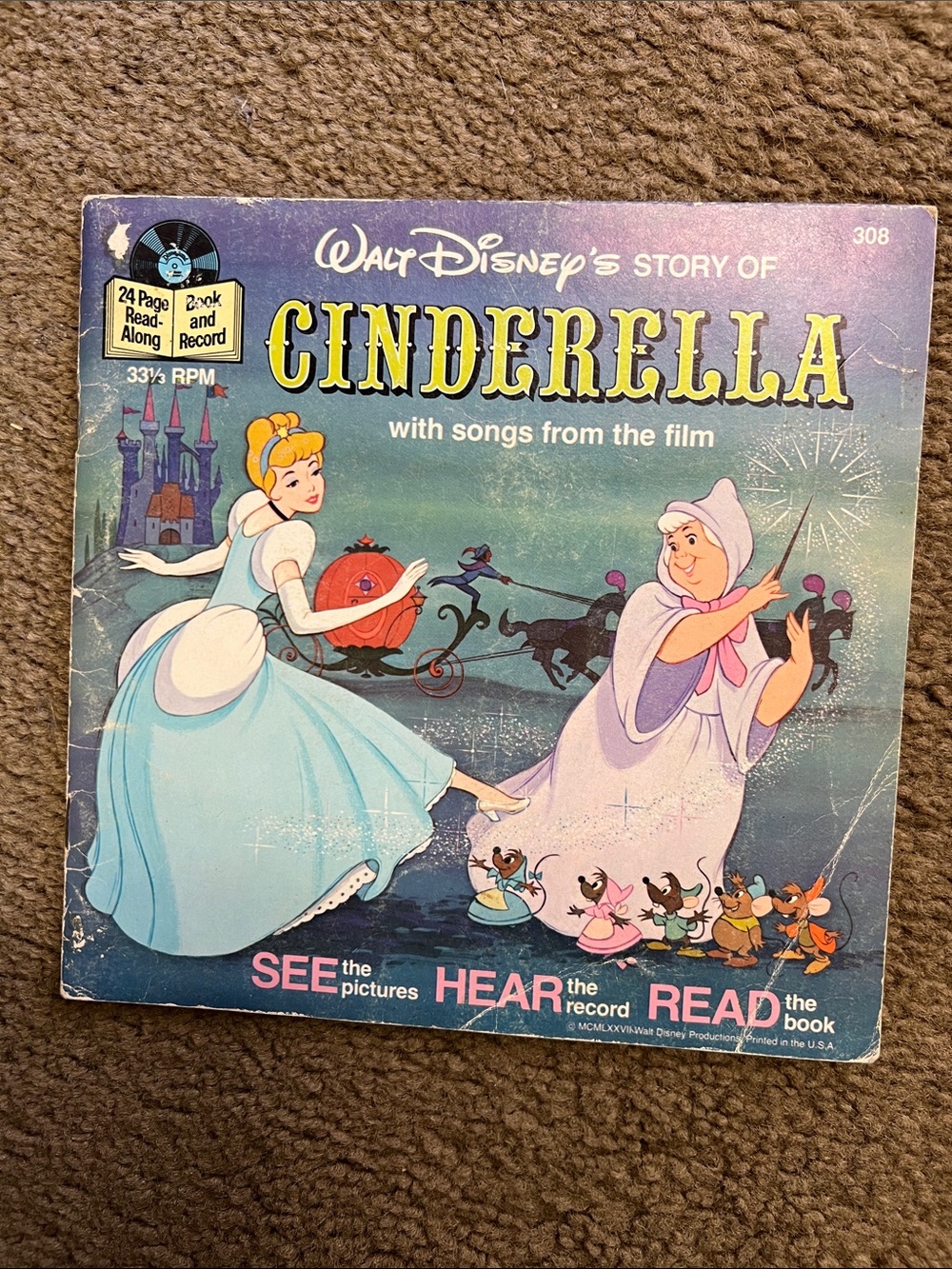 Disney Cinderella Kids Read a long Storybook only Vintage Children Tale